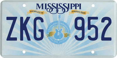 MS license plate ZKG952