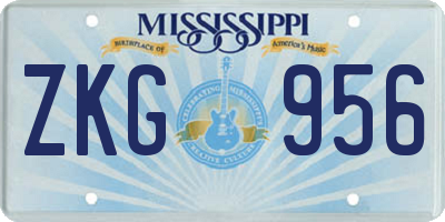 MS license plate ZKG956