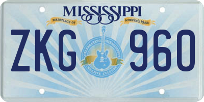MS license plate ZKG960