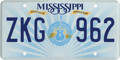 MS license plate ZKG962