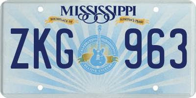 MS license plate ZKG963