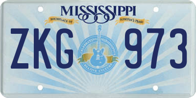 MS license plate ZKG973