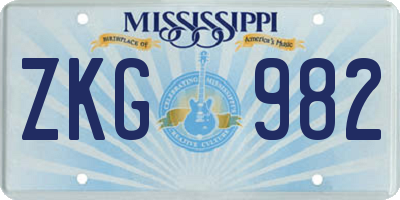 MS license plate ZKG982