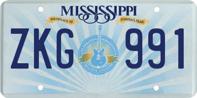 MS license plate ZKG991