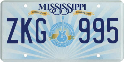 MS license plate ZKG995
