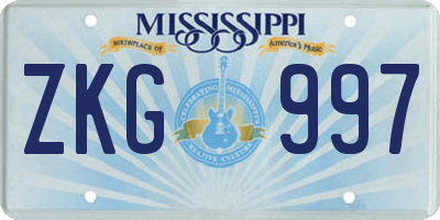 MS license plate ZKG997