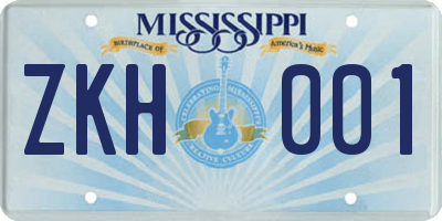 MS license plate ZKH001