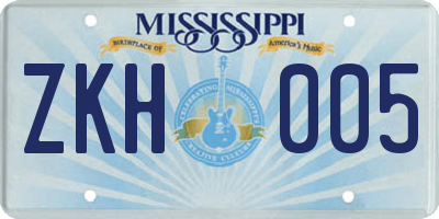 MS license plate ZKH005
