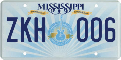 MS license plate ZKH006