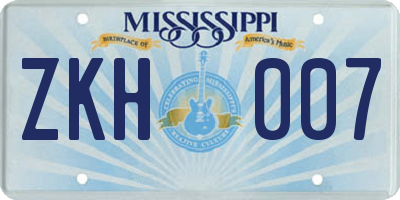 MS license plate ZKH007