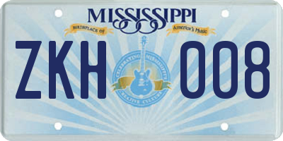 MS license plate ZKH008