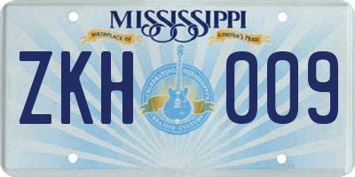 MS license plate ZKH009