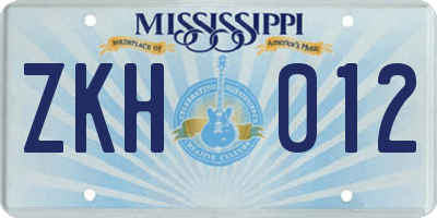 MS license plate ZKH012