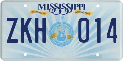 MS license plate ZKH014