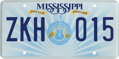 MS license plate ZKH015