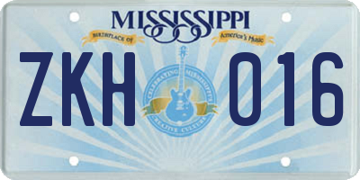 MS license plate ZKH016