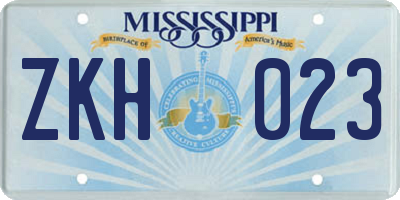 MS license plate ZKH023