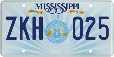 MS license plate ZKH025