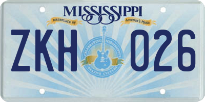 MS license plate ZKH026