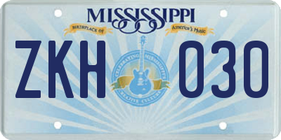 MS license plate ZKH030