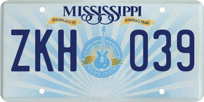 MS license plate ZKH039