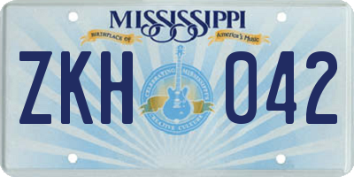 MS license plate ZKH042