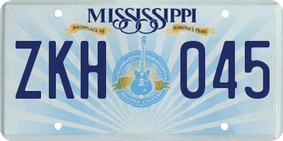 MS license plate ZKH045