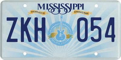MS license plate ZKH054