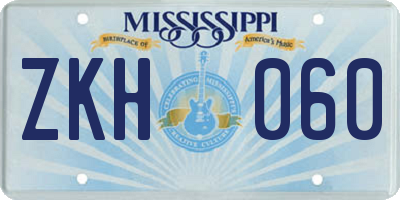 MS license plate ZKH060