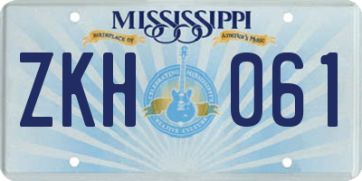 MS license plate ZKH061