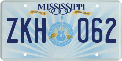 MS license plate ZKH062