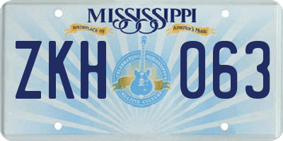MS license plate ZKH063
