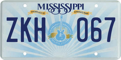 MS license plate ZKH067
