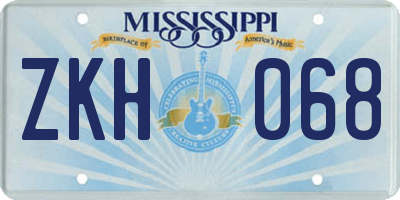 MS license plate ZKH068