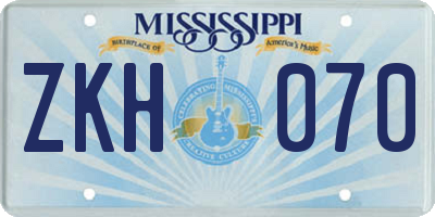 MS license plate ZKH070