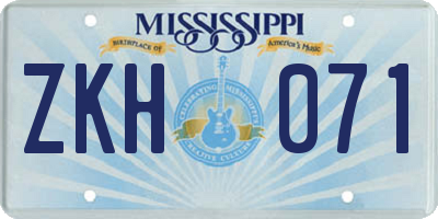 MS license plate ZKH071