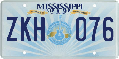 MS license plate ZKH076
