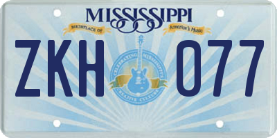 MS license plate ZKH077