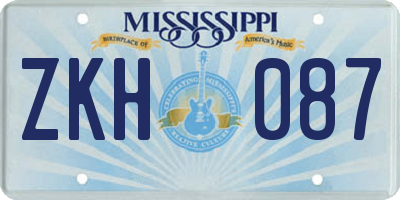 MS license plate ZKH087