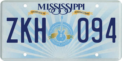 MS license plate ZKH094