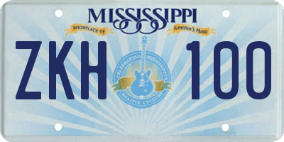MS license plate ZKH100