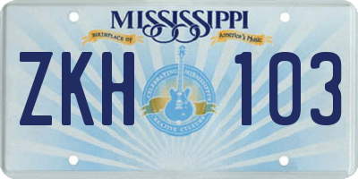 MS license plate ZKH103