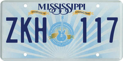 MS license plate ZKH117