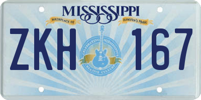 MS license plate ZKH167