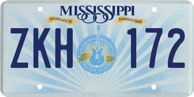 MS license plate ZKH172