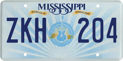 MS license plate ZKH204