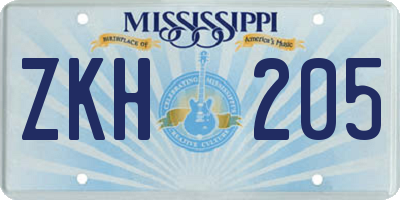 MS license plate ZKH205