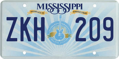 MS license plate ZKH209