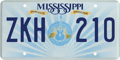 MS license plate ZKH210
