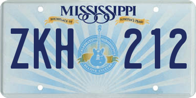 MS license plate ZKH212